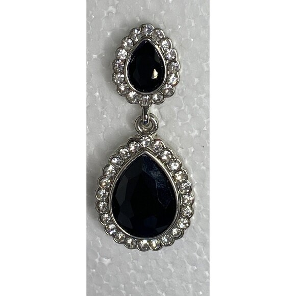 Crystal Rhinestone Cocktail Party Prom Pieced Wedding Earrings Teardrop Dangle - Picture 2 of 6